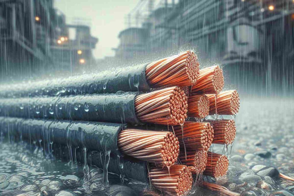 Cables bajo la lluvia