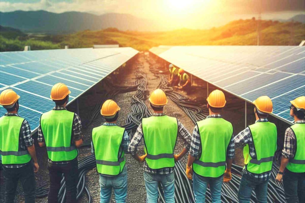 Workers at Solar Plant